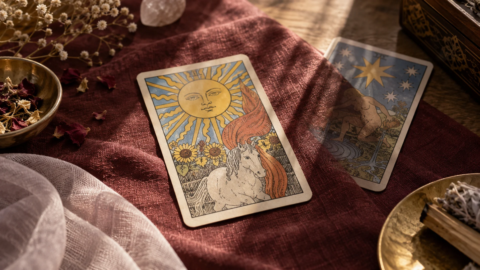 Composición editorial de tarot para la guía «¿Puede el tarot mostrar lo que siente una persona?»