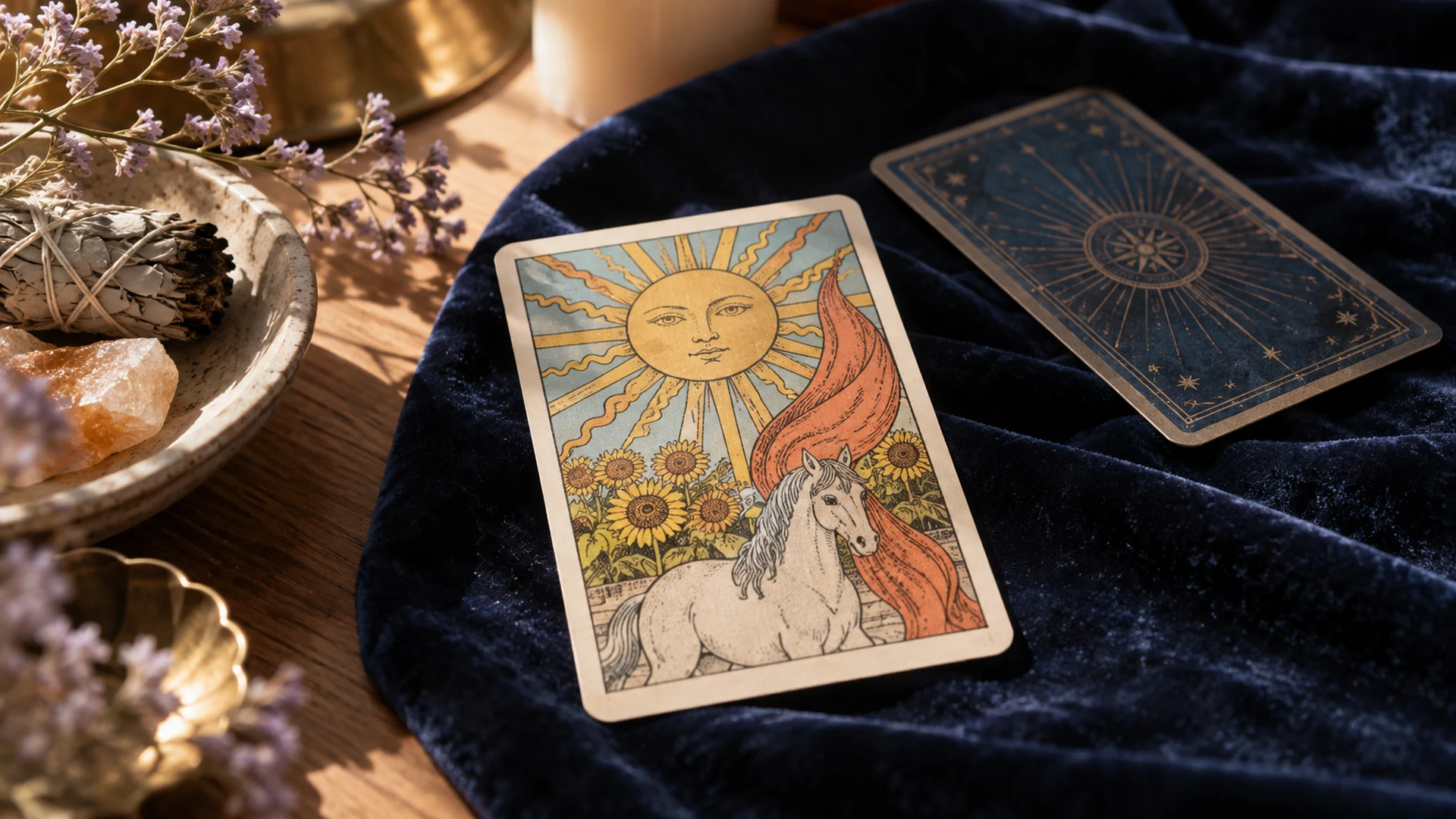 Composición editorial de cartas de tarot para la guía «¿Puede el tarot predecir el futuro?»