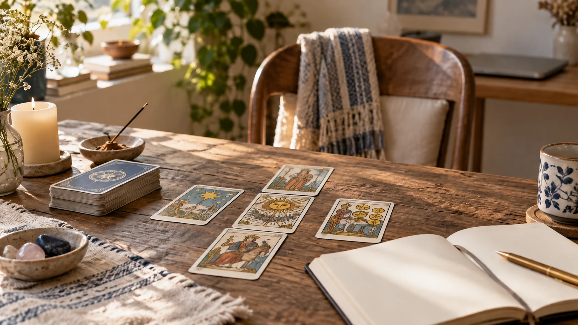Composición editorial de tarot para la guía «Tarot humano vs. inteligencia artificial»
