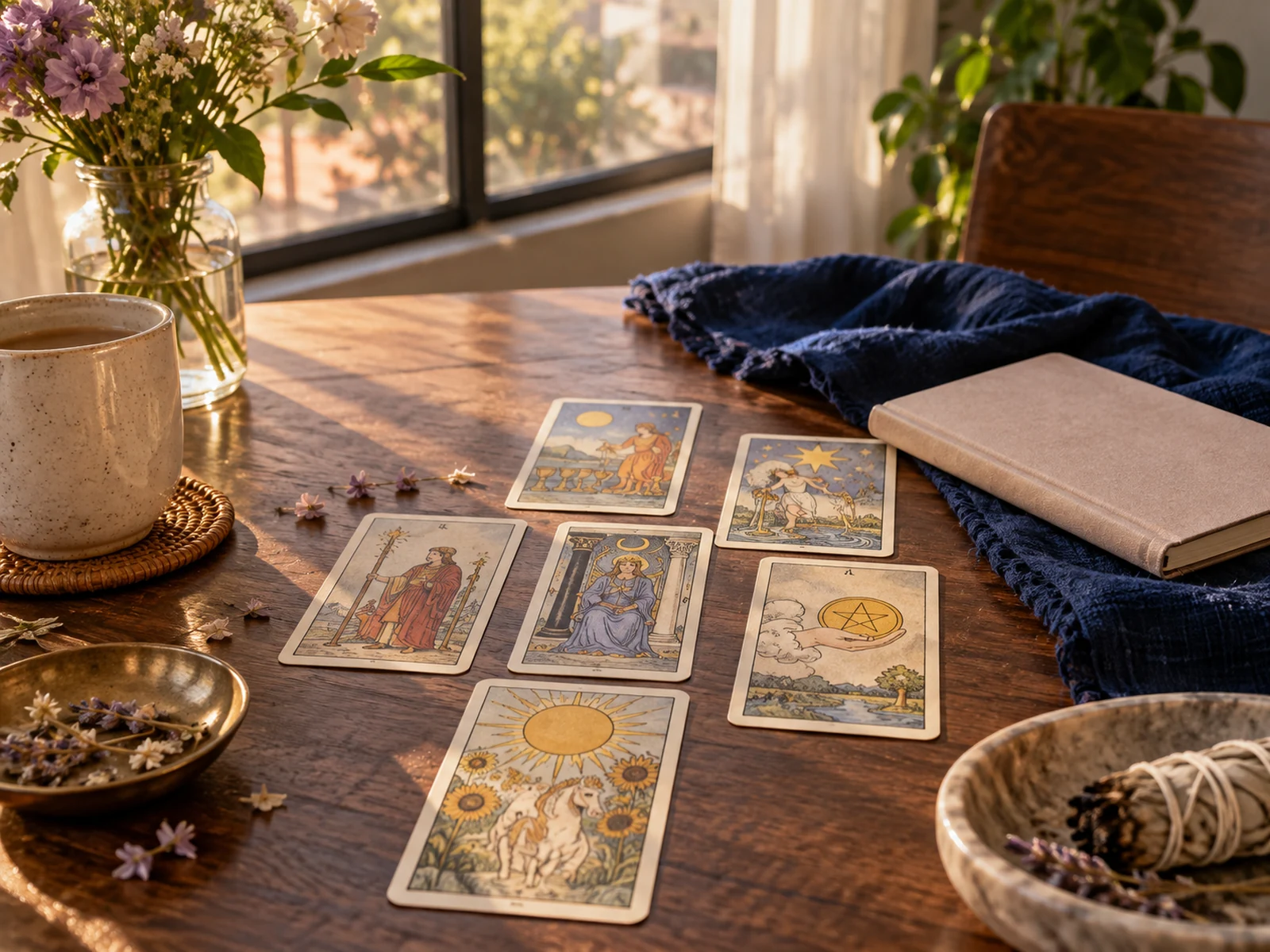 Espacio de lectura de tarot inspirado en la luz y los interiores de Texas